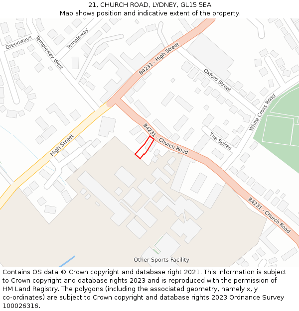 21, CHURCH ROAD, LYDNEY, GL15 5EA: Location map and indicative extent of plot