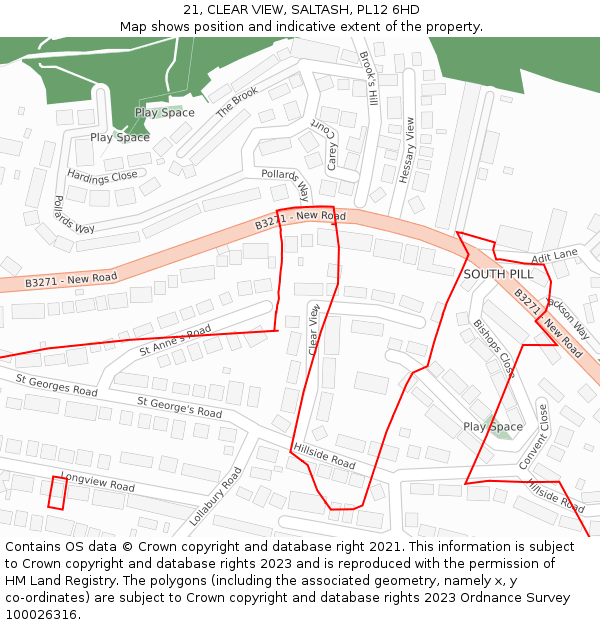 21, CLEAR VIEW, SALTASH, PL12 6HD: Location map and indicative extent of plot