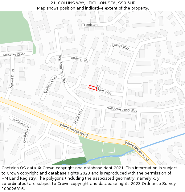 21, COLLINS WAY, LEIGH-ON-SEA, SS9 5UP: Location map and indicative extent of plot