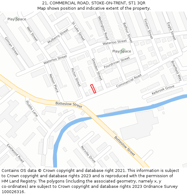 21, COMMERCIAL ROAD, STOKE-ON-TRENT, ST1 3QR: Location map and indicative extent of plot