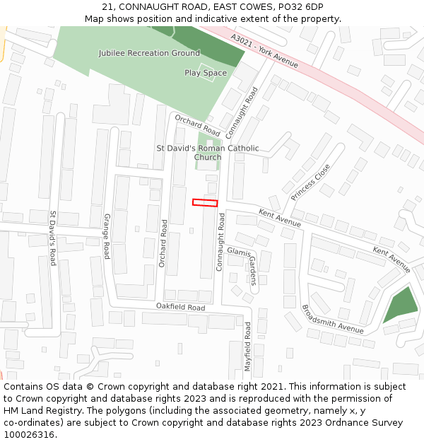 21, CONNAUGHT ROAD, EAST COWES, PO32 6DP: Location map and indicative extent of plot