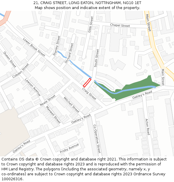 21, CRAIG STREET, LONG EATON, NOTTINGHAM, NG10 1ET: Location map and indicative extent of plot