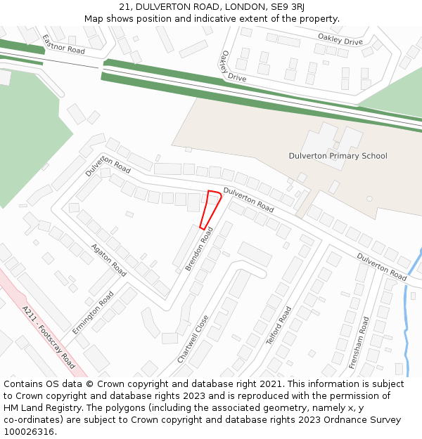 21, DULVERTON ROAD, LONDON, SE9 3RJ: Location map and indicative extent of plot