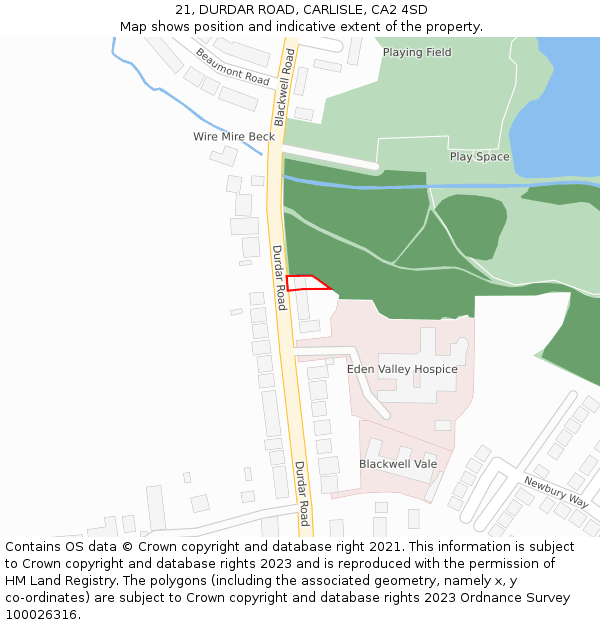 21, DURDAR ROAD, CARLISLE, CA2 4SD: Location map and indicative extent of plot