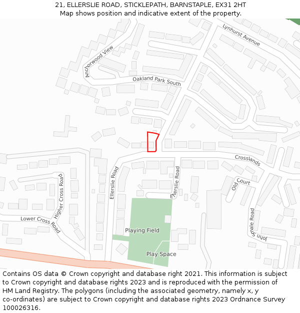 21, ELLERSLIE ROAD, STICKLEPATH, BARNSTAPLE, EX31 2HT: Location map and indicative extent of plot