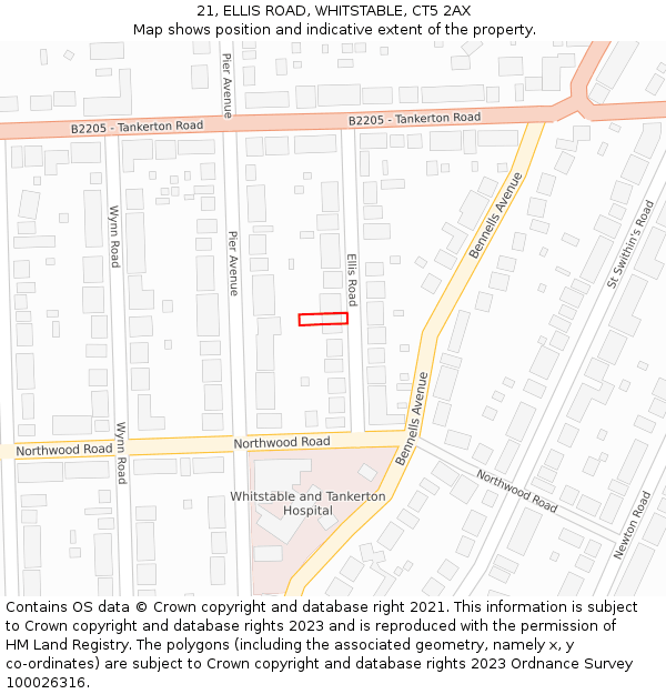 21, ELLIS ROAD, WHITSTABLE, CT5 2AX: Location map and indicative extent of plot