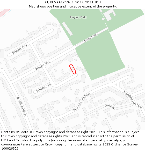 21, ELMPARK VALE, YORK, YO31 1DU: Location map and indicative extent of plot