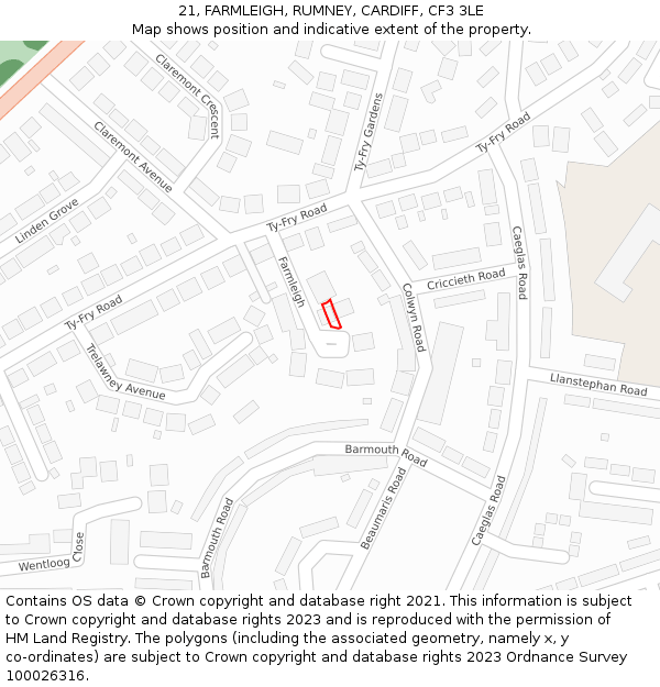 21, FARMLEIGH, RUMNEY, CARDIFF, CF3 3LE: Location map and indicative extent of plot