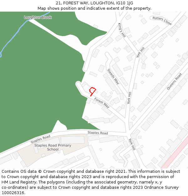 21, FOREST WAY, LOUGHTON, IG10 1JG: Location map and indicative extent of plot