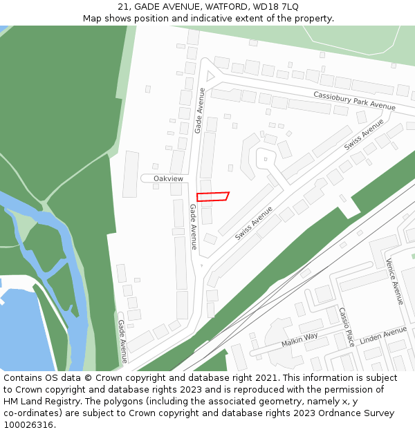 21, GADE AVENUE, WATFORD, WD18 7LQ: Location map and indicative extent of plot