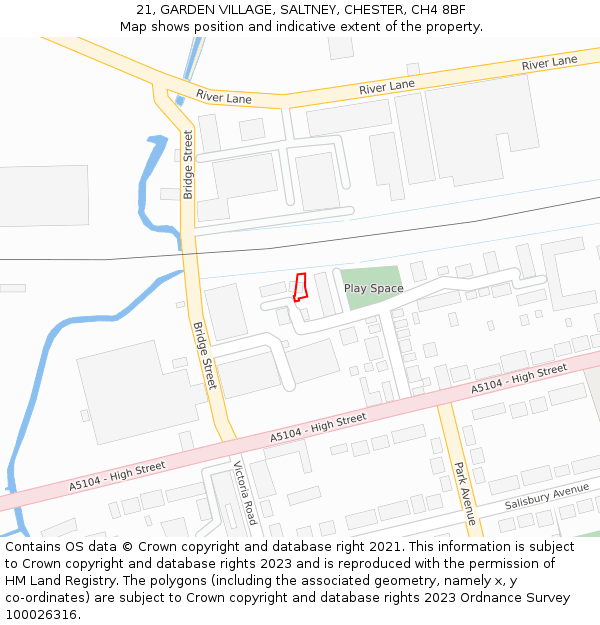 21, GARDEN VILLAGE, SALTNEY, CHESTER, CH4 8BF: Location map and indicative extent of plot