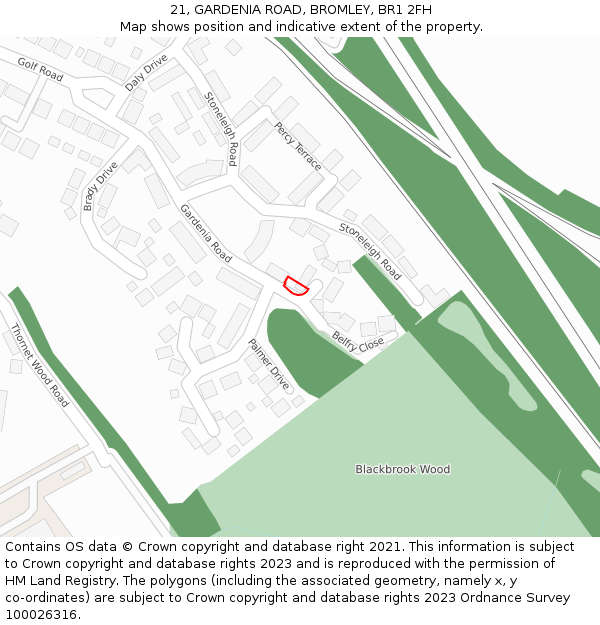 21, GARDENIA ROAD, BROMLEY, BR1 2FH: Location map and indicative extent of plot