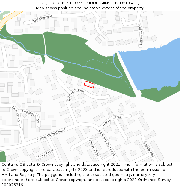 21, GOLDCREST DRIVE, KIDDERMINSTER, DY10 4HQ: Location map and indicative extent of plot