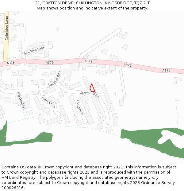 21, GRATTON DRIVE, CHILLINGTON, KINGSBRIDGE, TQ7 2LT: Location map and indicative extent of plot