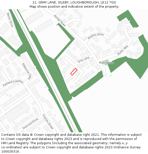 21, GRAY LANE, SILEBY, LOUGHBOROUGH, LE12 7GS: Location map and indicative extent of plot