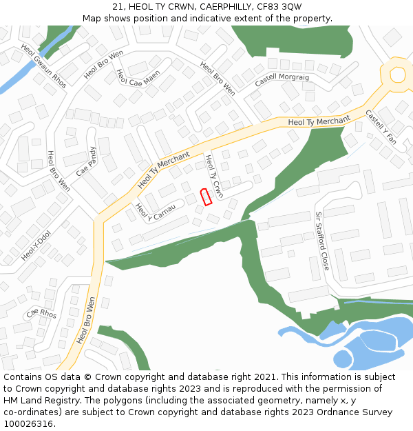 21, HEOL TY CRWN, CAERPHILLY, CF83 3QW: Location map and indicative extent of plot
