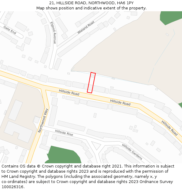 21, HILLSIDE ROAD, NORTHWOOD, HA6 1PY: Location map and indicative extent of plot