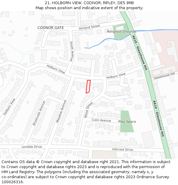 21, HOLBORN VIEW, CODNOR, RIPLEY, DE5 9RB: Location map and indicative extent of plot