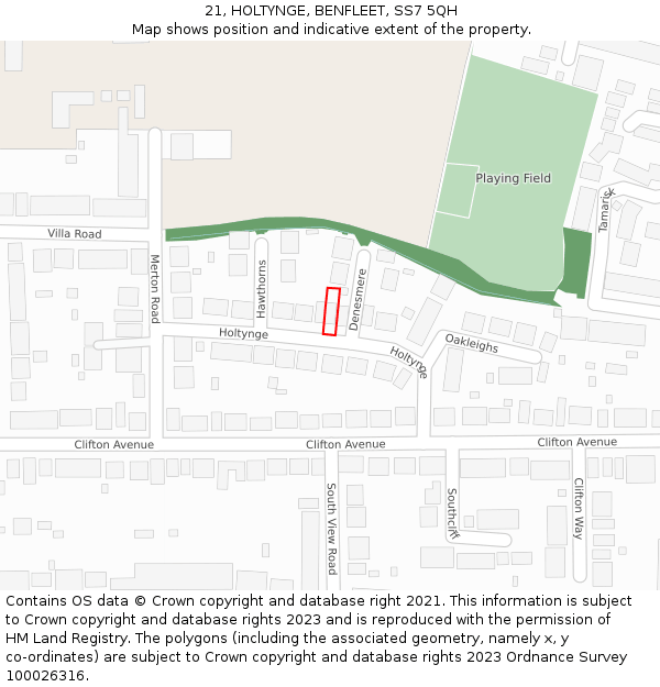 21, HOLTYNGE, BENFLEET, SS7 5QH: Location map and indicative extent of plot