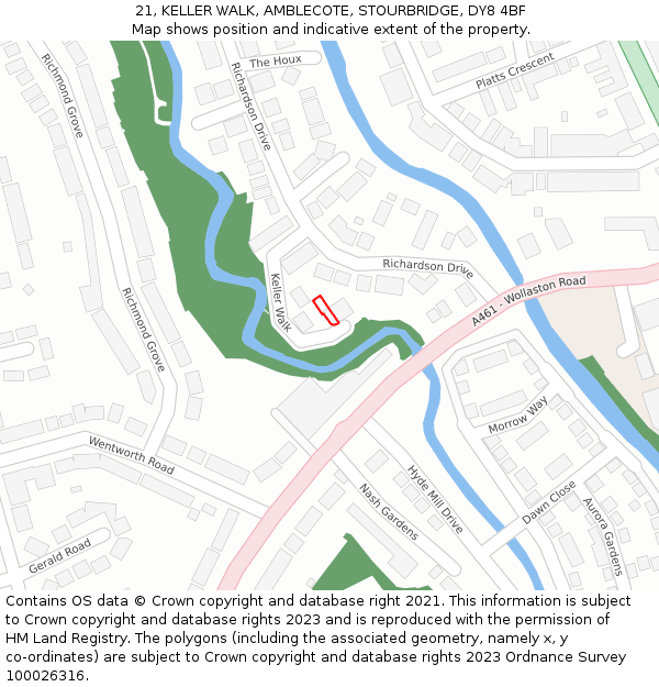 21, KELLER WALK, AMBLECOTE, STOURBRIDGE, DY8 4BF: Location map and indicative extent of plot