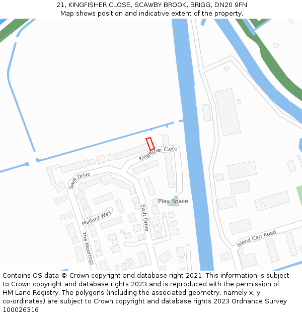 21, KINGFISHER CLOSE, SCAWBY BROOK, BRIGG, DN20 9FN: Location map and indicative extent of plot