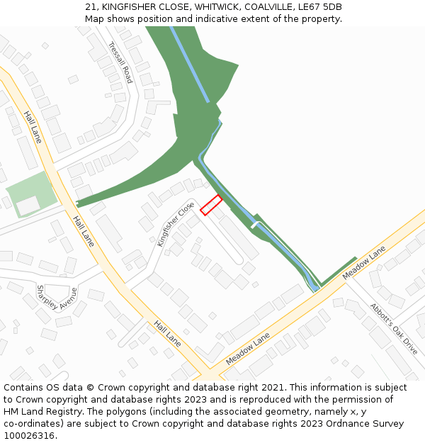 21, KINGFISHER CLOSE, WHITWICK, COALVILLE, LE67 5DB: Location map and indicative extent of plot