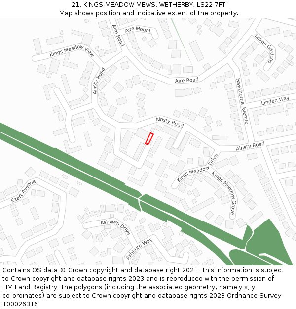 21, KINGS MEADOW MEWS, WETHERBY, LS22 7FT: Location map and indicative extent of plot