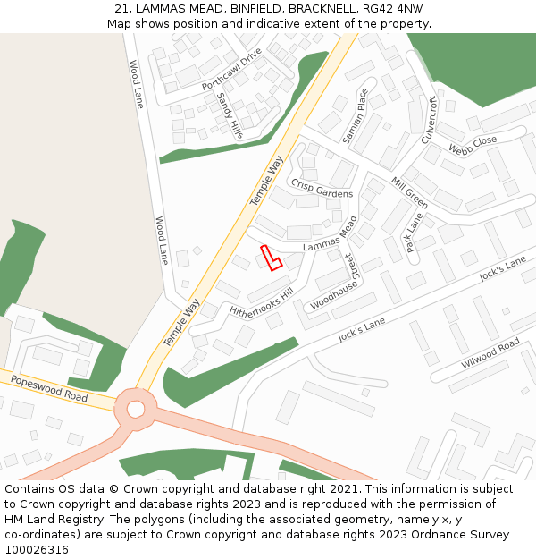 21, LAMMAS MEAD, BINFIELD, BRACKNELL, RG42 4NW: Location map and indicative extent of plot