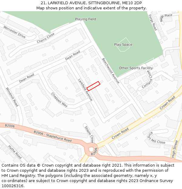 21, LARKFIELD AVENUE, SITTINGBOURNE, ME10 2DP: Location map and indicative extent of plot