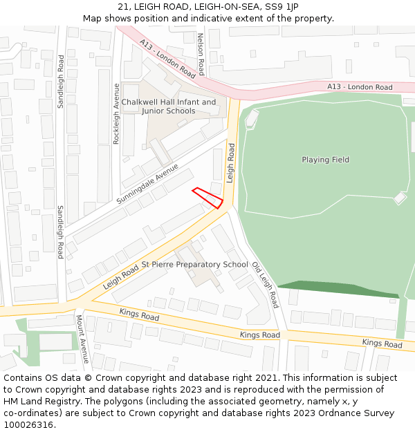 21, LEIGH ROAD, LEIGH-ON-SEA, SS9 1JP: Location map and indicative extent of plot