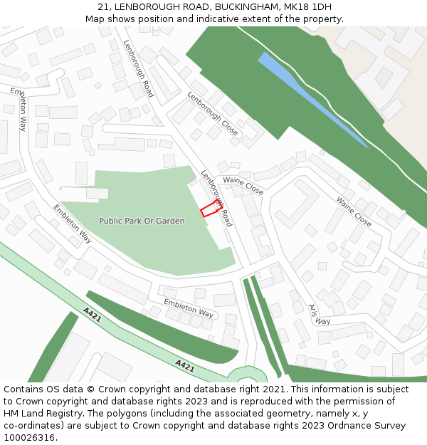 21, LENBOROUGH ROAD, BUCKINGHAM, MK18 1DH: Location map and indicative extent of plot