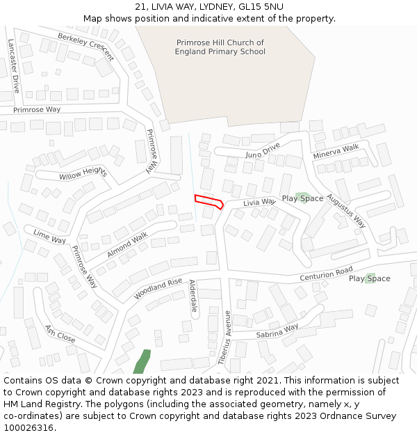 21, LIVIA WAY, LYDNEY, GL15 5NU: Location map and indicative extent of plot