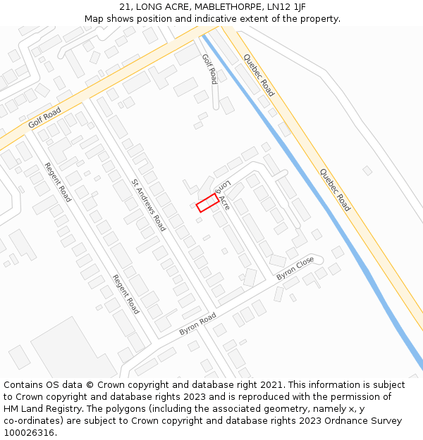 21, LONG ACRE, MABLETHORPE, LN12 1JF: Location map and indicative extent of plot