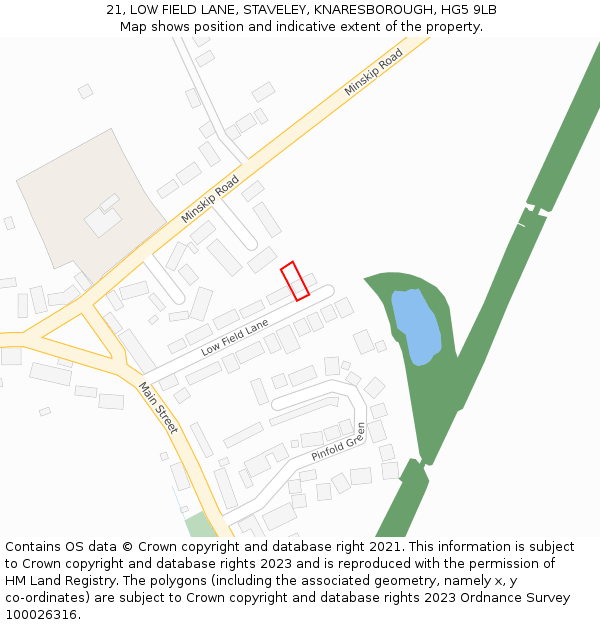21, LOW FIELD LANE, STAVELEY, KNARESBOROUGH, HG5 9LB: Location map and indicative extent of plot