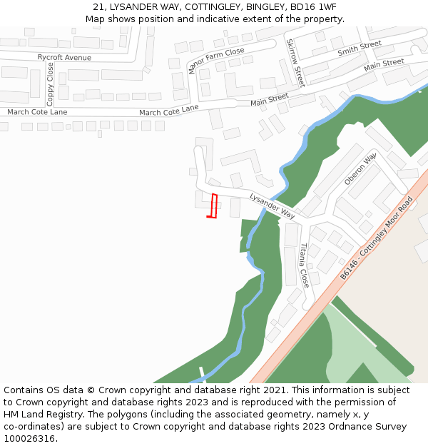 21, LYSANDER WAY, COTTINGLEY, BINGLEY, BD16 1WF: Location map and indicative extent of plot