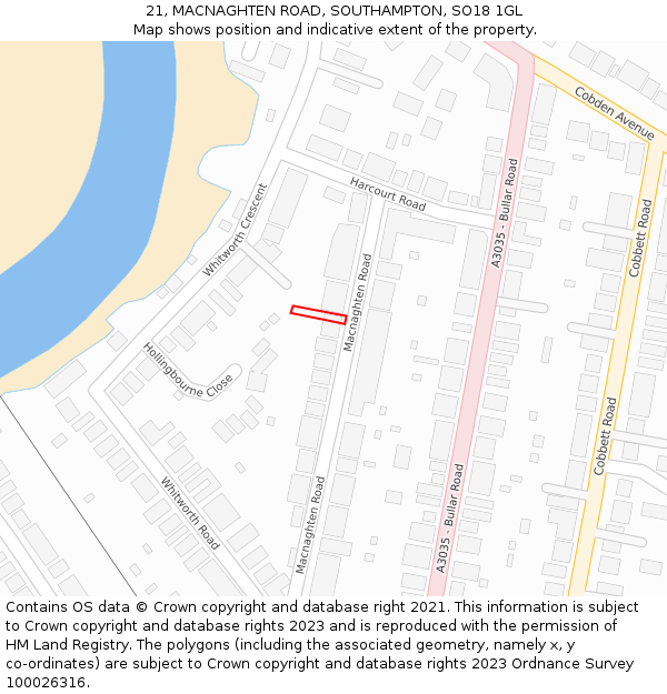 21, MACNAGHTEN ROAD, SOUTHAMPTON, SO18 1GL: Location map and indicative extent of plot