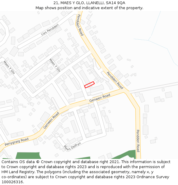 21, MAES Y GLO, LLANELLI, SA14 9QA: Location map and indicative extent of plot