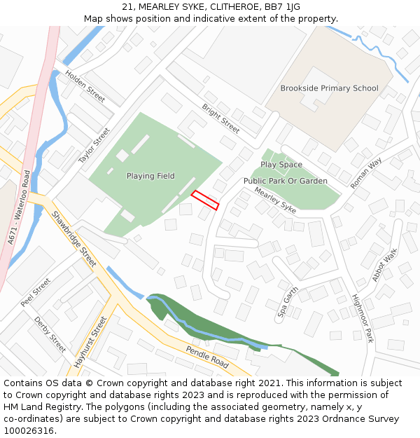 21, MEARLEY SYKE, CLITHEROE, BB7 1JG: Location map and indicative extent of plot