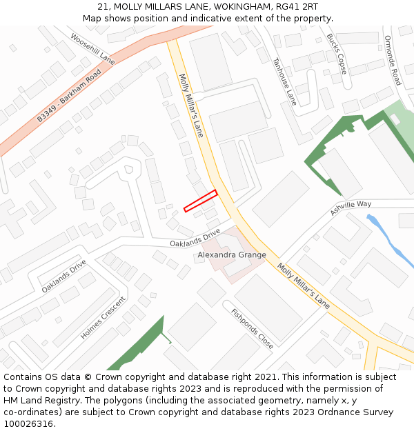 21, MOLLY MILLARS LANE, WOKINGHAM, RG41 2RT: Location map and indicative extent of plot