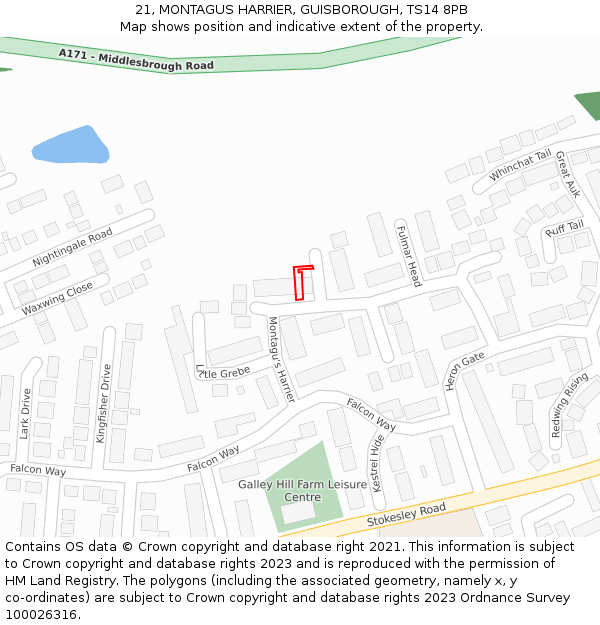 21, MONTAGUS HARRIER, GUISBOROUGH, TS14 8PB: Location map and indicative extent of plot