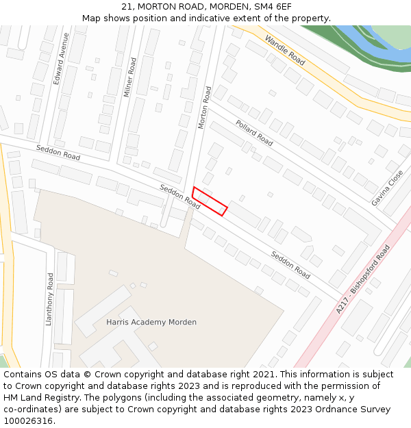 21, MORTON ROAD, MORDEN, SM4 6EF: Location map and indicative extent of plot