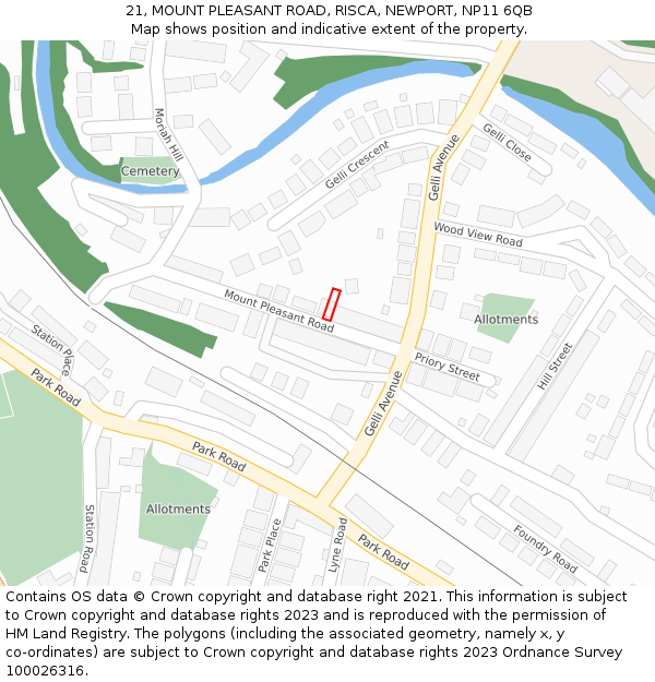 21, MOUNT PLEASANT ROAD, RISCA, NEWPORT, NP11 6QB: Location map and indicative extent of plot
