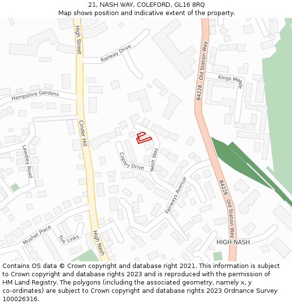 21, NASH WAY, COLEFORD, GL16 8RQ: Location map and indicative extent of plot