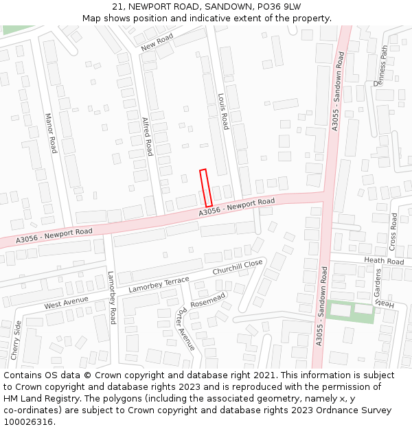 21, NEWPORT ROAD, SANDOWN, PO36 9LW: Location map and indicative extent of plot