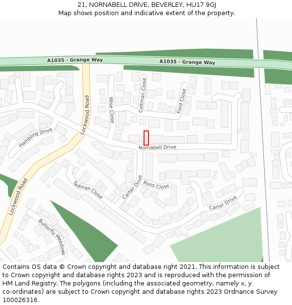 21, NORNABELL DRIVE, BEVERLEY, HU17 9GJ: Location map and indicative extent of plot