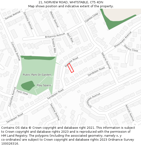 21, NORVIEW ROAD, WHITSTABLE, CT5 4DN: Location map and indicative extent of plot