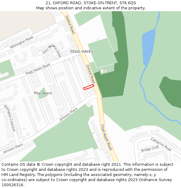 21, OXFORD ROAD, STOKE-ON-TRENT, ST6 6QS: Location map and indicative extent of plot