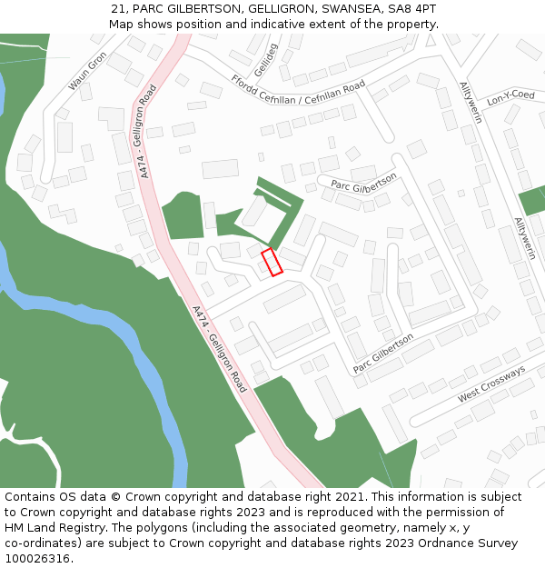 21, PARC GILBERTSON, GELLIGRON, SWANSEA, SA8 4PT: Location map and indicative extent of plot
