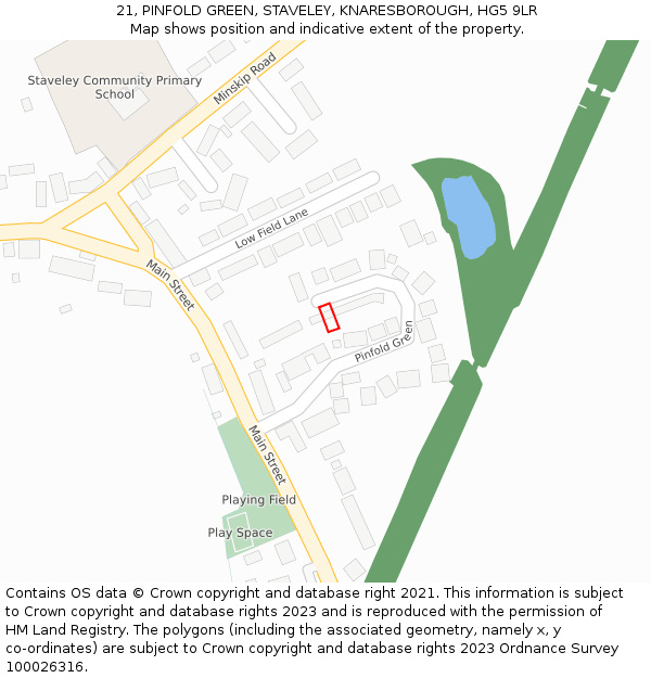 21, PINFOLD GREEN, STAVELEY, KNARESBOROUGH, HG5 9LR: Location map and indicative extent of plot