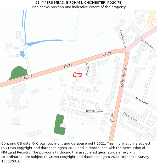 21, PIPERS MEAD, BIRDHAM, CHICHESTER, PO20 7BJ: Location map and indicative extent of plot